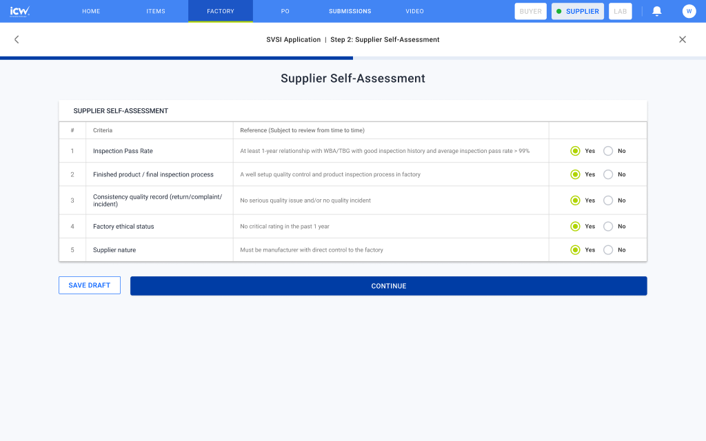 Self-assessment with all criteria met