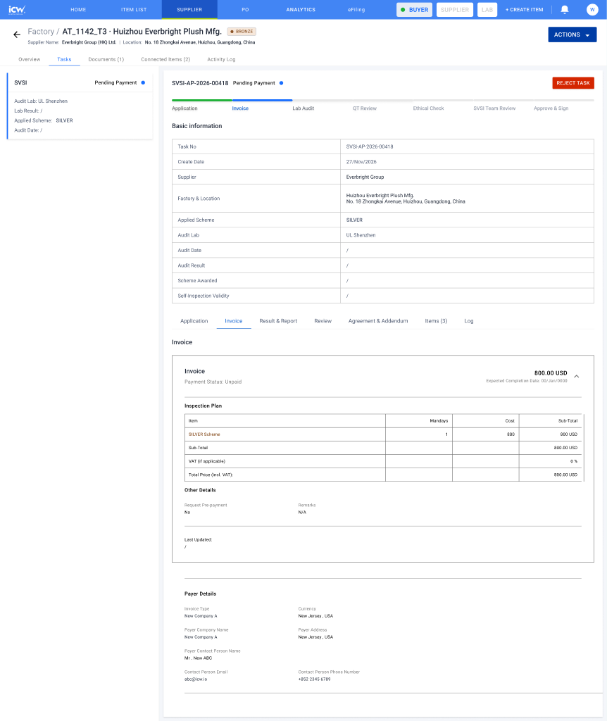 QT invoice screen, pending payment
