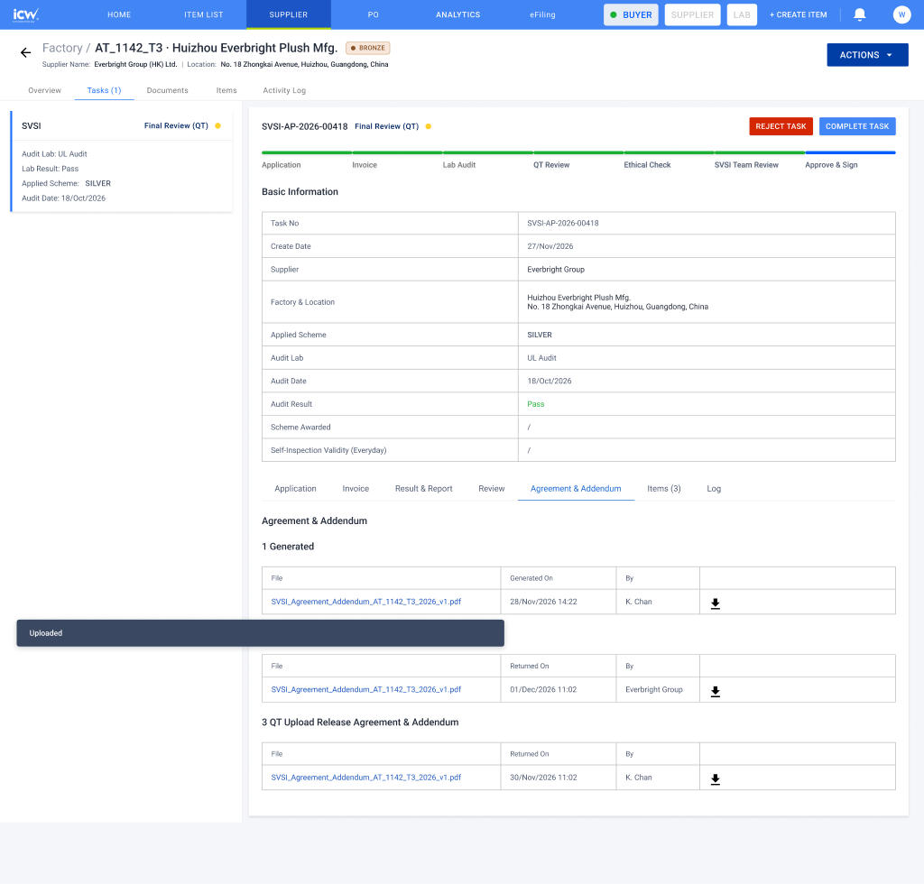 Task page ready to complete