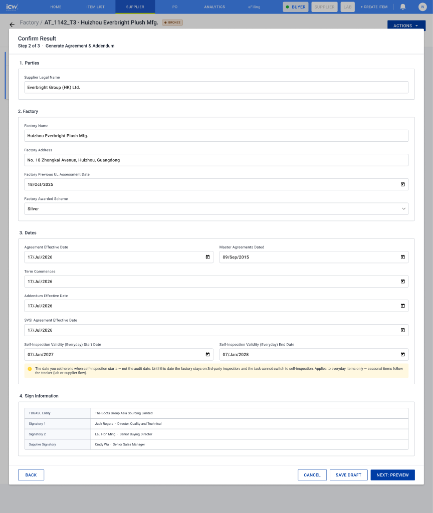 Generate Agreement and Addendum step